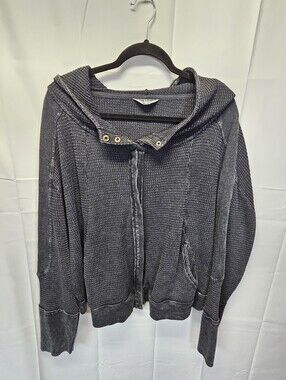 Hard Tail Charcoal Gray Hooded Waffle Knit Jacket Nwot